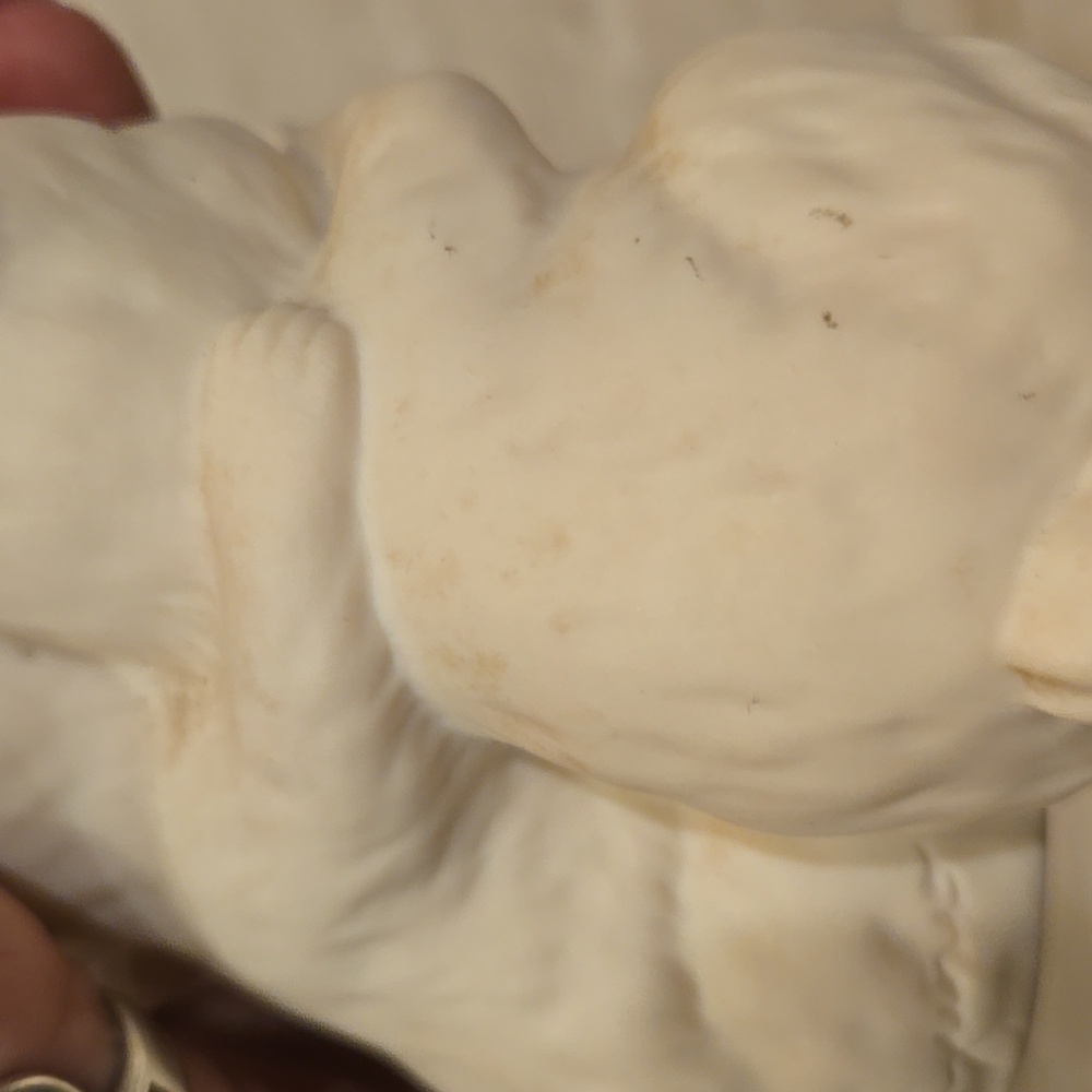 Homco Vintage 1990 "He Loves Me" Ceramic Cream Hugging Cuddle Bunnies - Picture 8 of 8